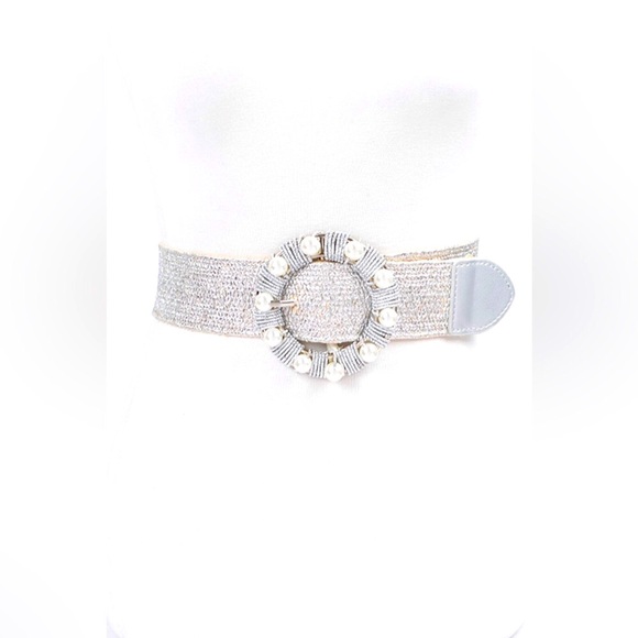 Gold or Silver Metallic Straw Statement Belt main image 4